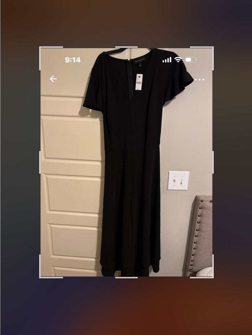 Lane Bryant Black V‑Neck Flutter Sleeve Midi Dress